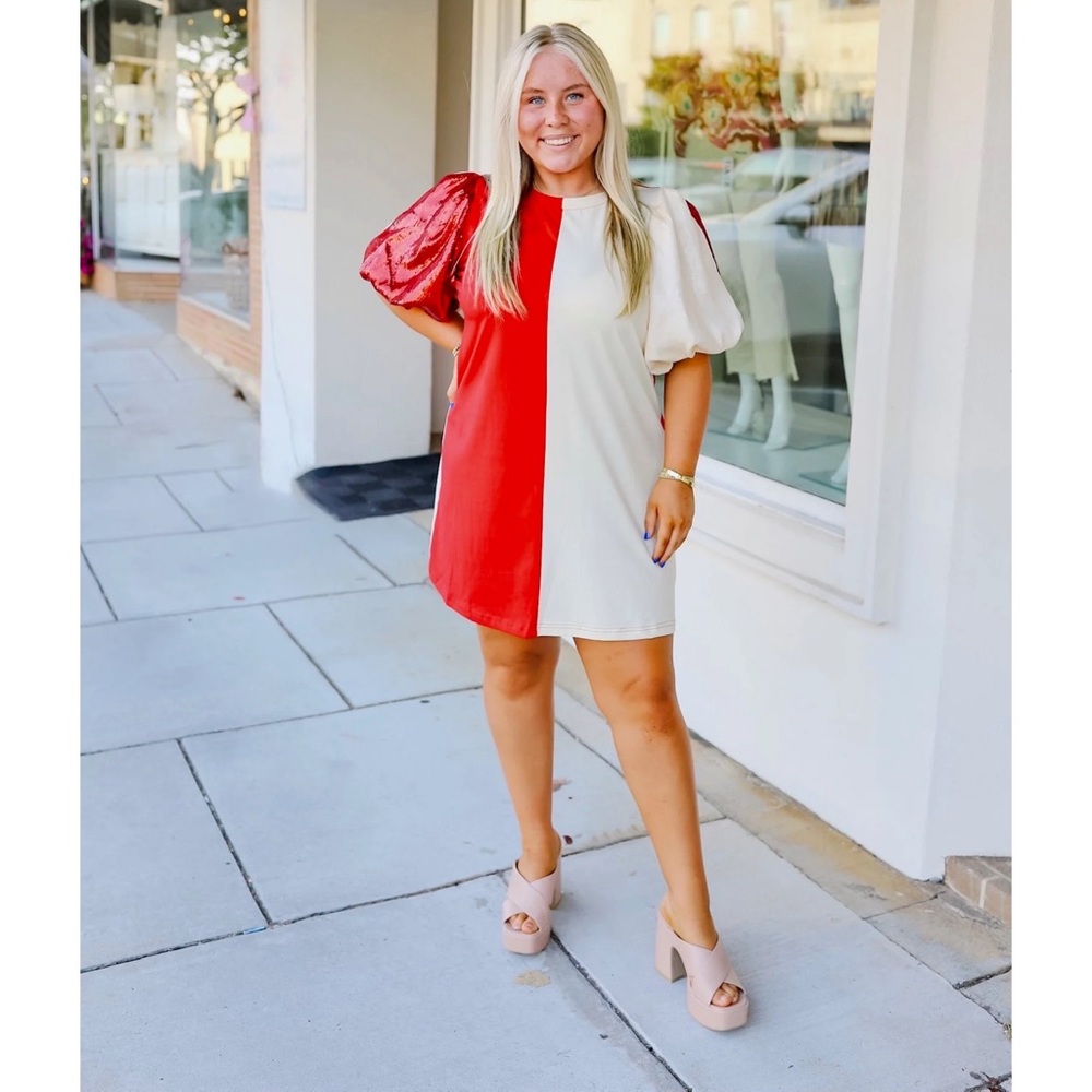Queen of Sparkles | Crimson & Ivory Dress.